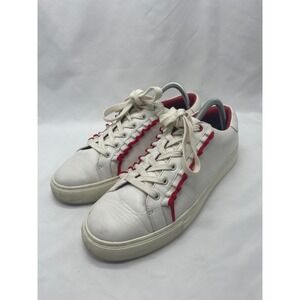 Tory Burch Sport Ruffle Sneakers White Leather Red Trim Women's Size 11M Shoe‎